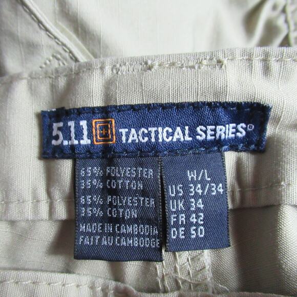 5.11 Tactical Series Cargo Pants Mens 34x34 Beige Ripstop Utility Uniform Work - Picture 9 of 10